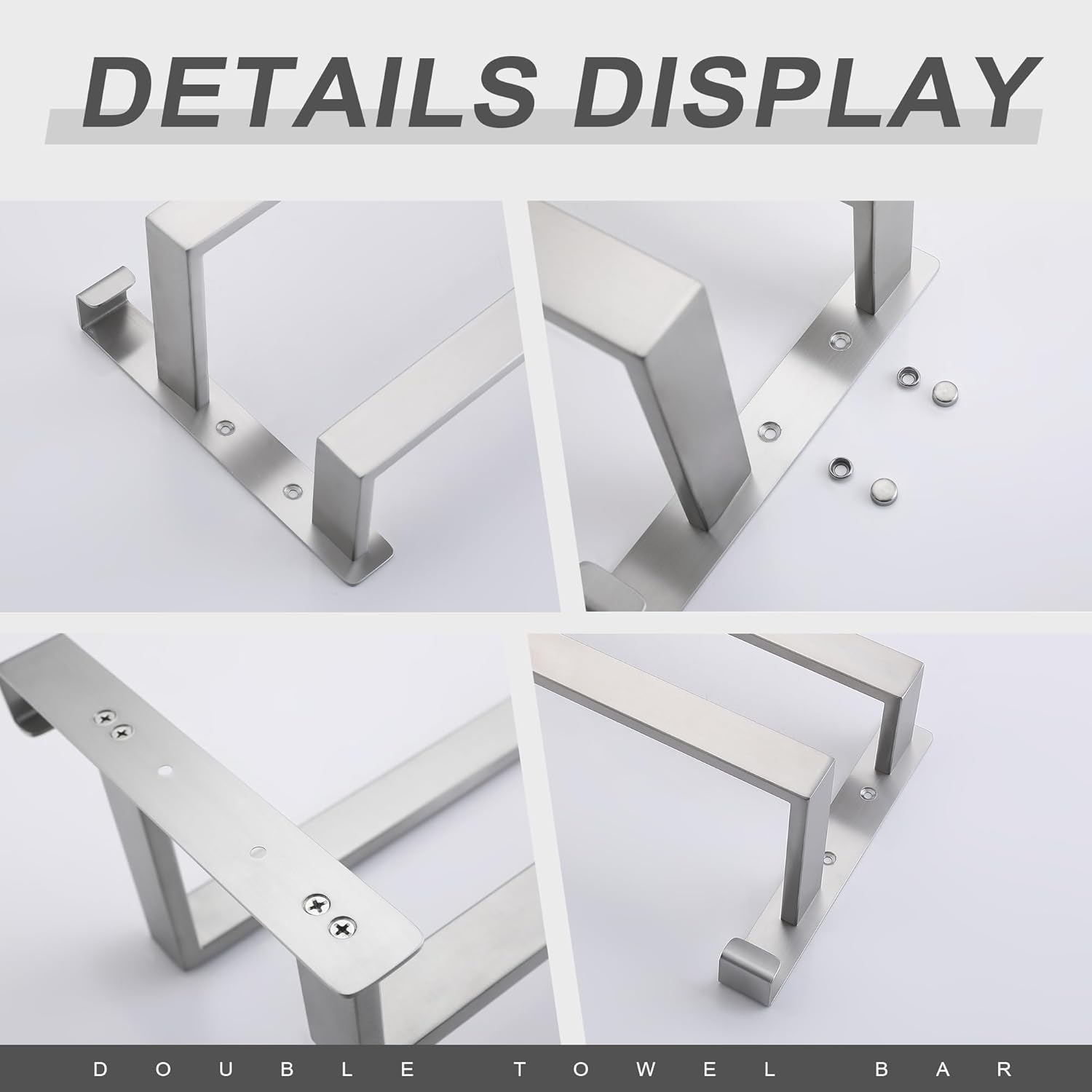 Double Towel Bar Towel Racks for Bathroom, Bath Towel Holders Wall Mount, Stainless Steel Towels Shelves Towel Rail, 2-Tiers (Brushed Nickel, 20 Inches)